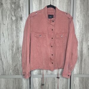 Rails Collins Jacket Size L Full Zip Snaps Lyocell Linen Brick Color